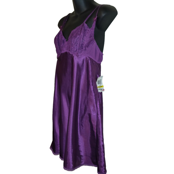 Vintage Y2K Babydoll Slip Dress M Morgan Taylor Purple Nightie Boysenberry NWT - Picture 2 of 15